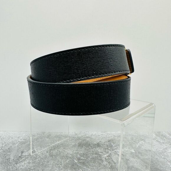 Fendi Monster Black & Gold Bug Eye Buckle Calf Skin Leather Belt Size 75 cm 30 i main image 4